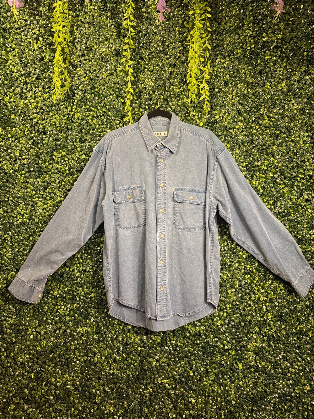 Light Wash Denim Button-Up Shirt - Unbranded